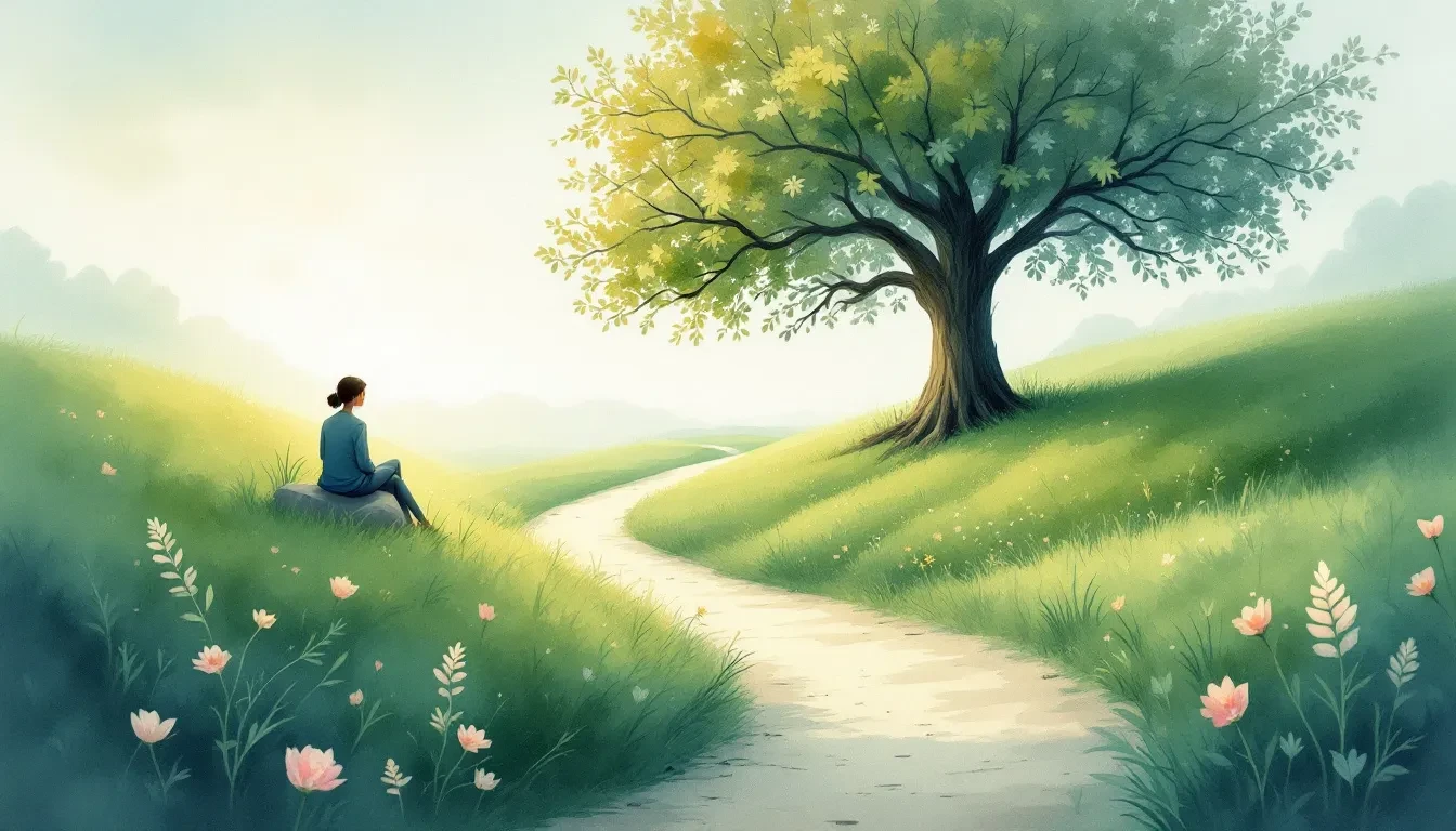 person sitting in field 